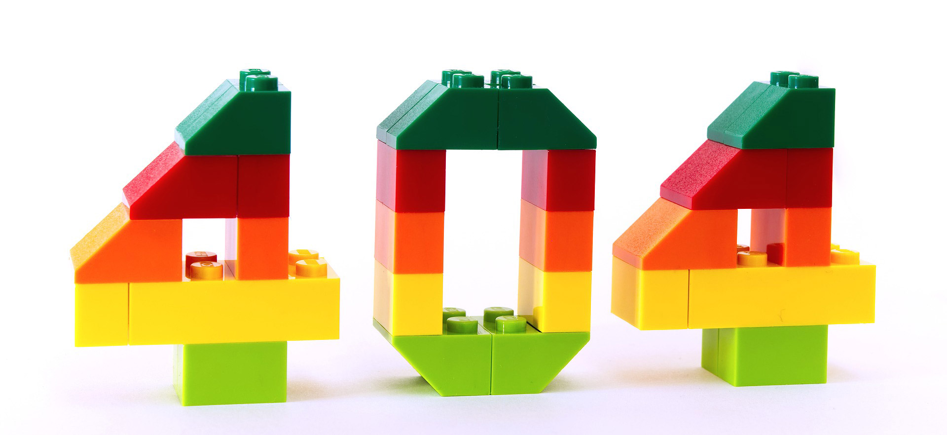 Die Zahl 404 in Form von Legosteinen